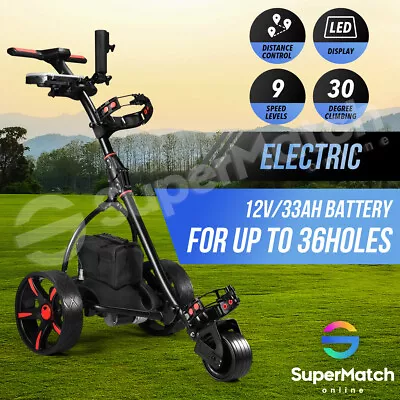 Foldable Electric Golf Trolley 3 Wheel Push Golf Buggy Cart 3 Distance Control • $429.59