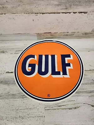 Vintage 12  Gulf Oil And Gas Decal Sticker Registered Trademark Sign Large • $19.99