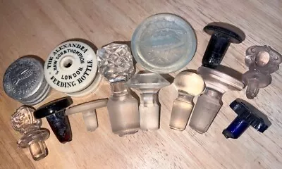 13 Antique Bottle Closures • $26