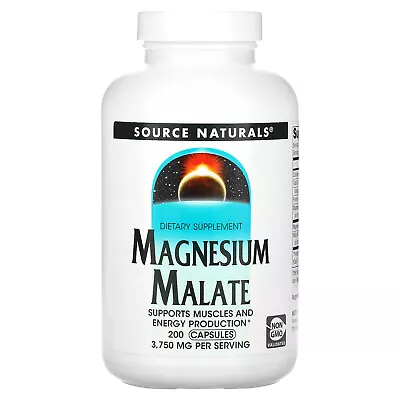 Source Naturals Magnesium Malate 625 Mg 200 Capsules Dairy-Free Egg-Free • $18.44
