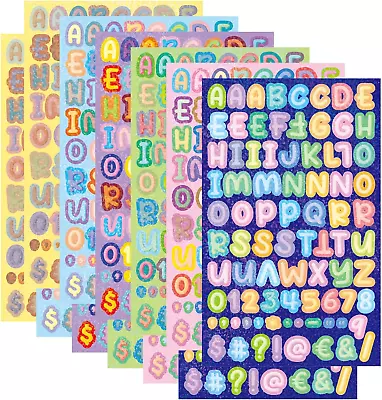 Alphabet Number Stickers - 996 Pcs 12 Sheets Holographic Glitter Colorful Sel... • $11.99