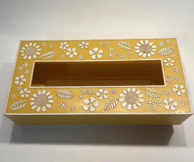 Vintage Facial Tissue Box Holder 1960s Retro Home Decor Yellow Floral  • $22.95