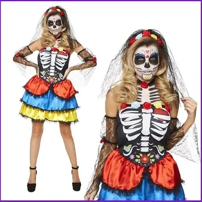 Adult Halloween Ladies Day Of The Dead Senorita Costume • £14.39