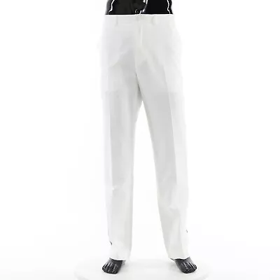 DIOR 1350$ Men's White Cotton Flat Front Trousers With Leg Strap • $665