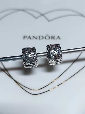 2 Genuine Pandora Silver 🌼 Shiny Daisies All Over 🌼 Clips Charm 925 ALE • £20