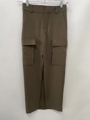 $38 • Buy Zara Womens XS 9055/707/505 Long Cargo Skirt Pencil Maxi High Slit Brown