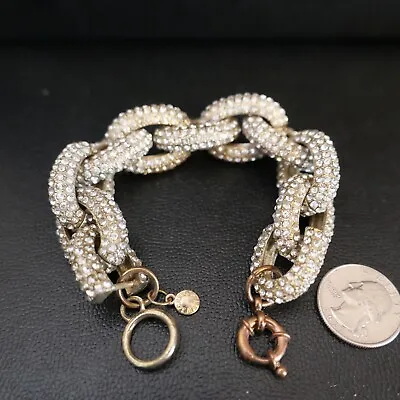 J Crew Pave Crystal Chunky Chain Link Sparkly Statement Bracelet 8  #1 • $35