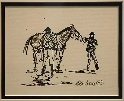 Original Irish Art Framed RACE HORSE JOCKEY & GROOM By Irish Artist ALAN BEERS • £145