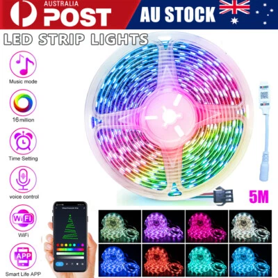 $10.99 • Buy RGB LED Strip Lights IP65 Waterproof 5050 5M 300 LEDs 12V + Bluetooth Receiver