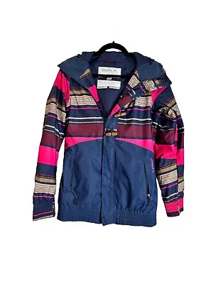 O'Neill Freedom Series Nobility Ski Jacket Women's XS Pink AOP Stripe Blue • $34.99