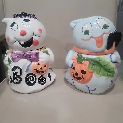 Halloween Ghost Cookie Jar  Boo Bat Pumpkin • $28