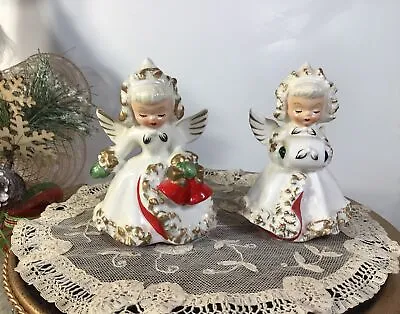 Vintage HOLT HOWARD 1963 Christmas Kitschy Angels Candle Holder Figurines~ (2) • $69.99