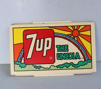 Vintage 7Up UnCola Soda Pop Plastic Insert Sign  Peter Max Style  Grocery Store • $17.51