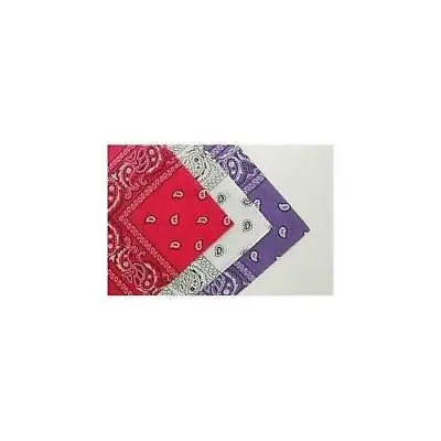 Set Of 3 Cotton Paisley Bandanas Hot Pink White & Purple • £5.22