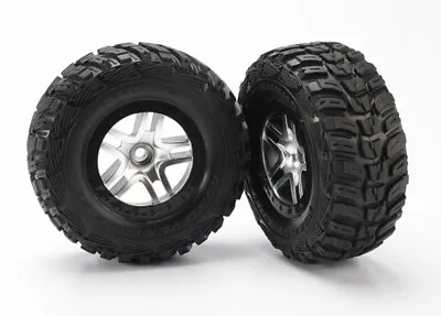 Traxxas 1/10 Slash 2WD * 2 FRONT KUMHO TIRES W/SATIN CHROME WHEELS * 5882 • $24.95