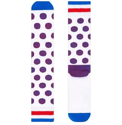 HAPPY SOCKS Men's White Big Dots Arch Support Athletic Socks Size 8-12 NWT • $8