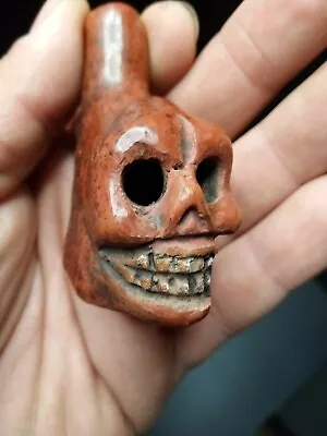 Death Whistle Loud Red Small Real Aztec Maya Original Hand Crafted. • $15.74