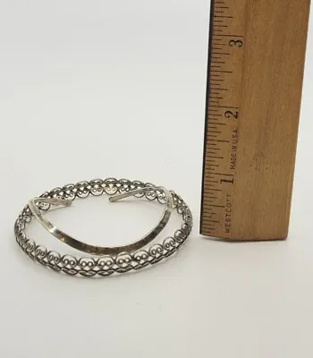 Vintage 925 Sterling Silver Filigree Bangle & Small Curved Cuff Bracelets 13 Gr • $23.50