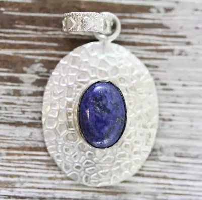 Vintage Lapis Lazuli Sterling Silver Pendant 925 Natural Stone Southwest Retro • $35.20