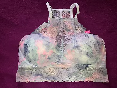 £19.99 • Buy Victorias Secret PINK Push Up Lace High Neck Wired Padded Bralette Size M