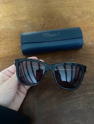 £98 • Buy Chopard Black With Gold Frame Sunglasses Cat Eye Hailey Bieber Worn By 