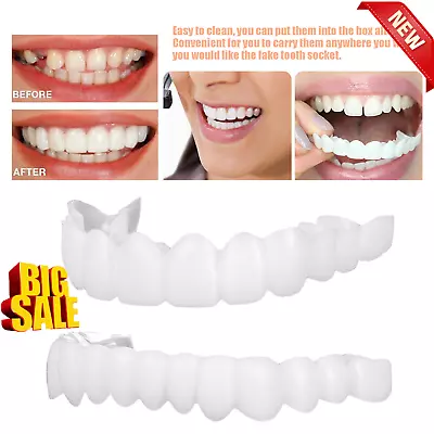 Smile Snap On Fake Teeth Dental Veneers Denture Cover Set - Upper & Lower 2024 • $10.88