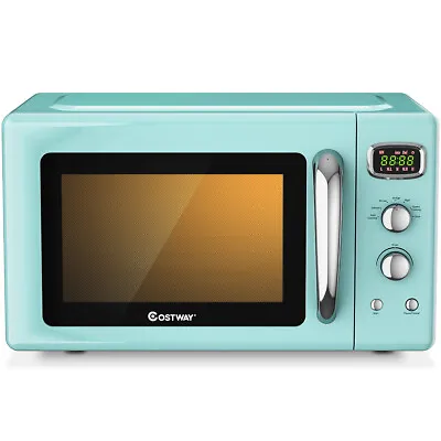 Costway 0.9Cu.ft. Retro Countertop Microwave Oven 900W 8 Cooking Settings Green • $159.99