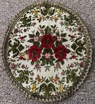 Vintage  Muylle Belgium Tapestry Oval Embroidered Floral Design Doily • $9.99