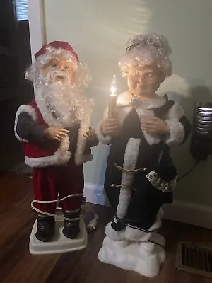 VTG Animated/Illuminated Santa & Mrs Claus Christmas Figurines 1995-Telco Decor • $74.99