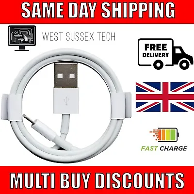 USB IPhone Charger 8 Pin Fast Charge Cable For Genuine Apple IPhone IPad 1m Lead • £3.99