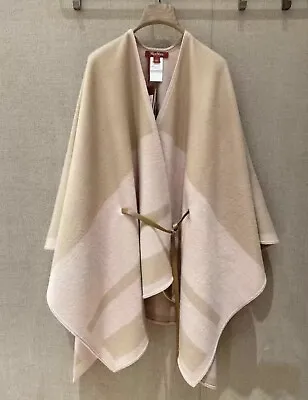 Max Mara Beige Camel Wool Belted Cape Poncho Jumper Jacket ONE SIZE • $353.63