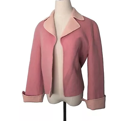 Valerie Stevens Jacket Small Pink Two Tone Wool Cashmere Angora Open Front • $34.50