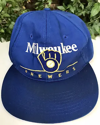 Vtg 1990 S Milwaukee Brewers MLB Genuine Merchandise Hat Cap Snapback Blue WOW! • $11.99