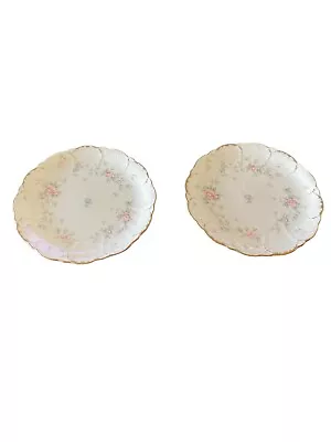 Vintage Mikasa Remembrance Set Of 2 Salad Plates 7 3/4  Gold Trim Scalloped Edge • $24.99