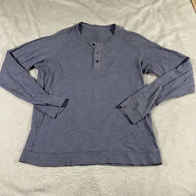 Vince Henley Mens L Long Sleeve 100% Cotton T-Shirt Blue/Gray Crew Neck • $14.26