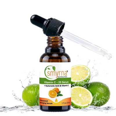 Smyrna VITAMIN C Serum 20% + Vitamin E + Vegan Hyaluronic Acid Amino 1oz. 30ml  • $11.45