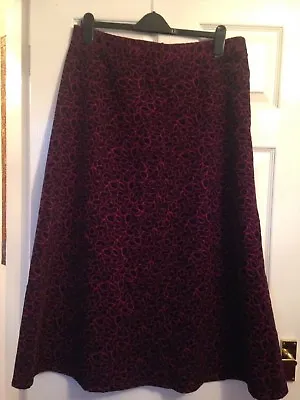 Laura Ashley Black And Cerise Pink Patterned Cord Skirt - Size 16 • £35