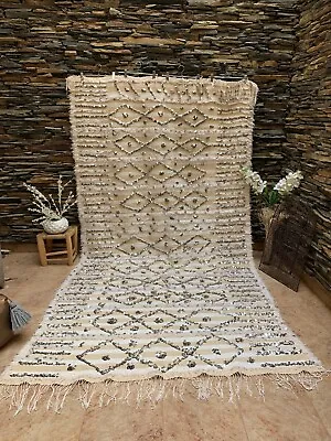 Moroccan Vintage Handira Wedding Blanket Handmade Berber Sequins Rug 03YS00612 • $1399.95