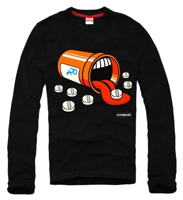 $34.98 • Buy Long Sleeved T Shirt Pills Pill Box Junky Tongue Rave Ecstasy Xanax Pillbox 5676