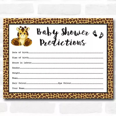 Giraffe Animal Print Baby Shower Games Predictions Cards • £13.95