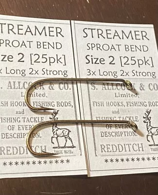 25) #2 Vintage ALLCOCKS Fly Tying Hooks 3x Long 2x Strong (made In England) • $2.50