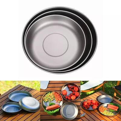 High Quality Titanium Dish Plate Metal Smooth Tableware Ultralight CNC • £25.22