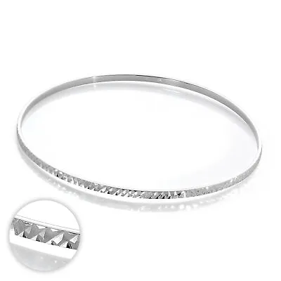 £24 • Buy Sterling Silver Diamond Cut 66mm Stacking Bangle Adult Bangles