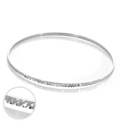 £24 • Buy Sterling Silver Diamond Cut 66mm Stacking Bangle Adult Bangles