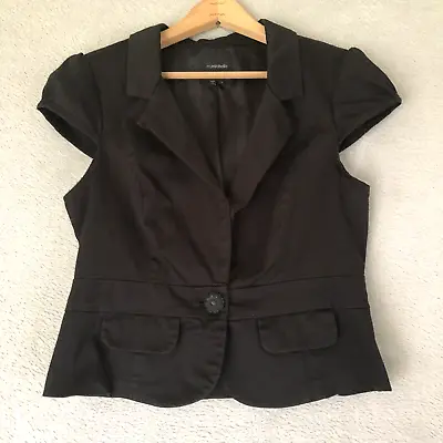 $26.70 • Buy Y2K Top Women Small Black Alice Cullen Shirt Jacket Shacket Cap Sleeve Junior 13