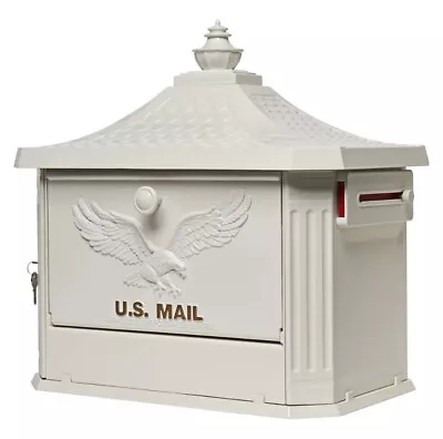 Hamilton Locking Large Capacity Cast Aluminum White Post Mount Mailbox • $19.99