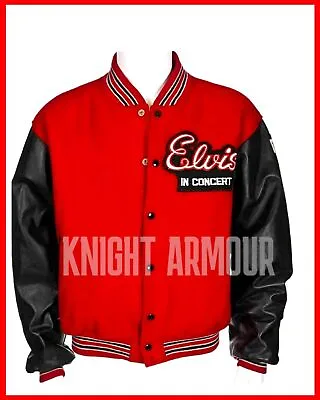 Mens Celebrity King Of Rock Elvis In Concert Trendy Wool Vintage Varsity Jacket • $89.95