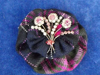 Hand Made Tartan Brooch With Flower Crystal Embellishment By Tartan Bling • £12