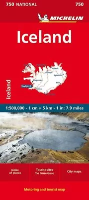 Iceland - - Michelin National Map 750: Straßen- Und Tourismuskarte 1:500.000 ( • £7.01