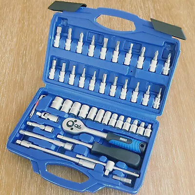 Moss Socket Set 46pc 1/4  Drive Tool Set With Ratchet Torx Hex UJ Adaptor Gift • £17.94